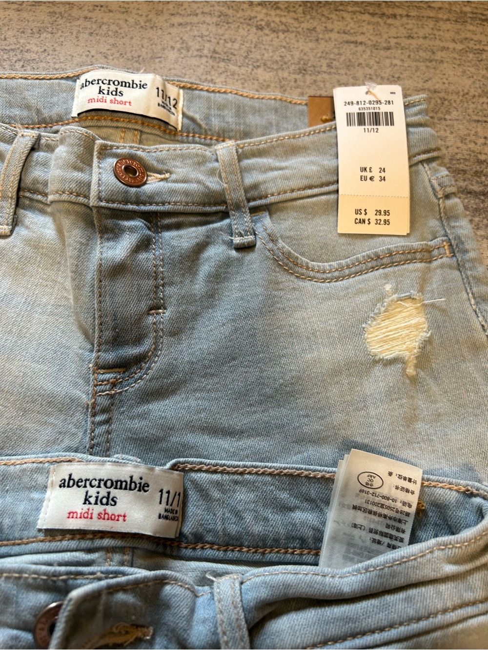 abercrombie kids light blue cropped midi jeans